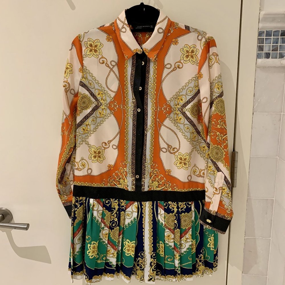 Zara Baroque Print Mini Dress